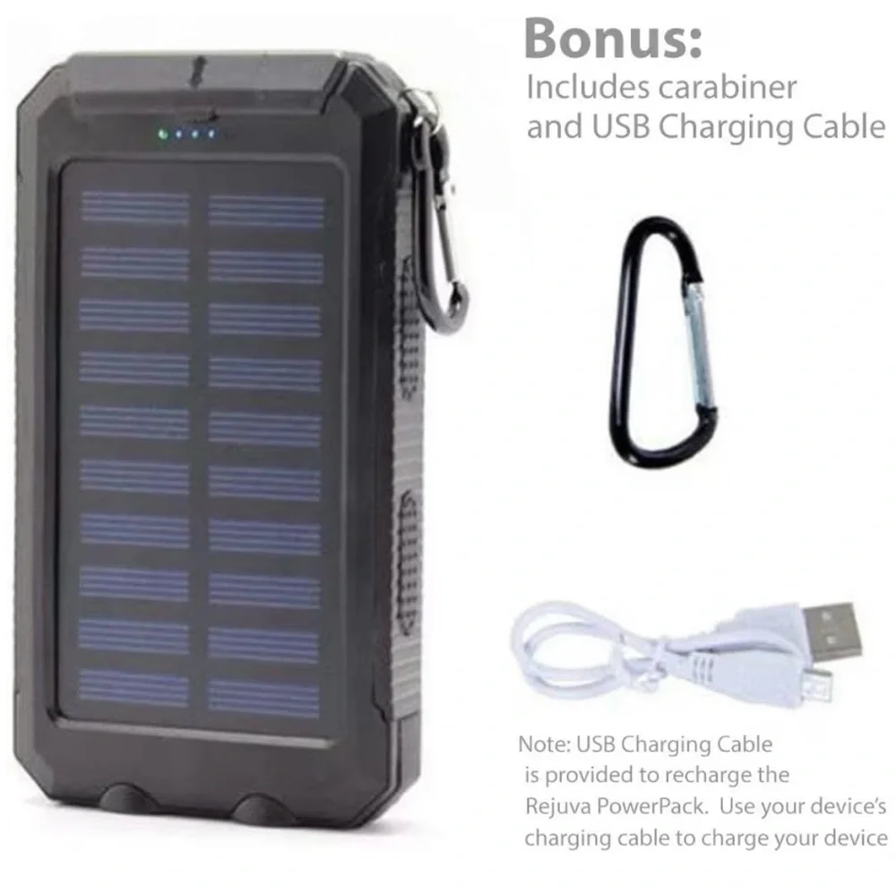 Solar Power Bank 38800 mAh with Flashlight, Dual USB, Waterproof – Black NWT